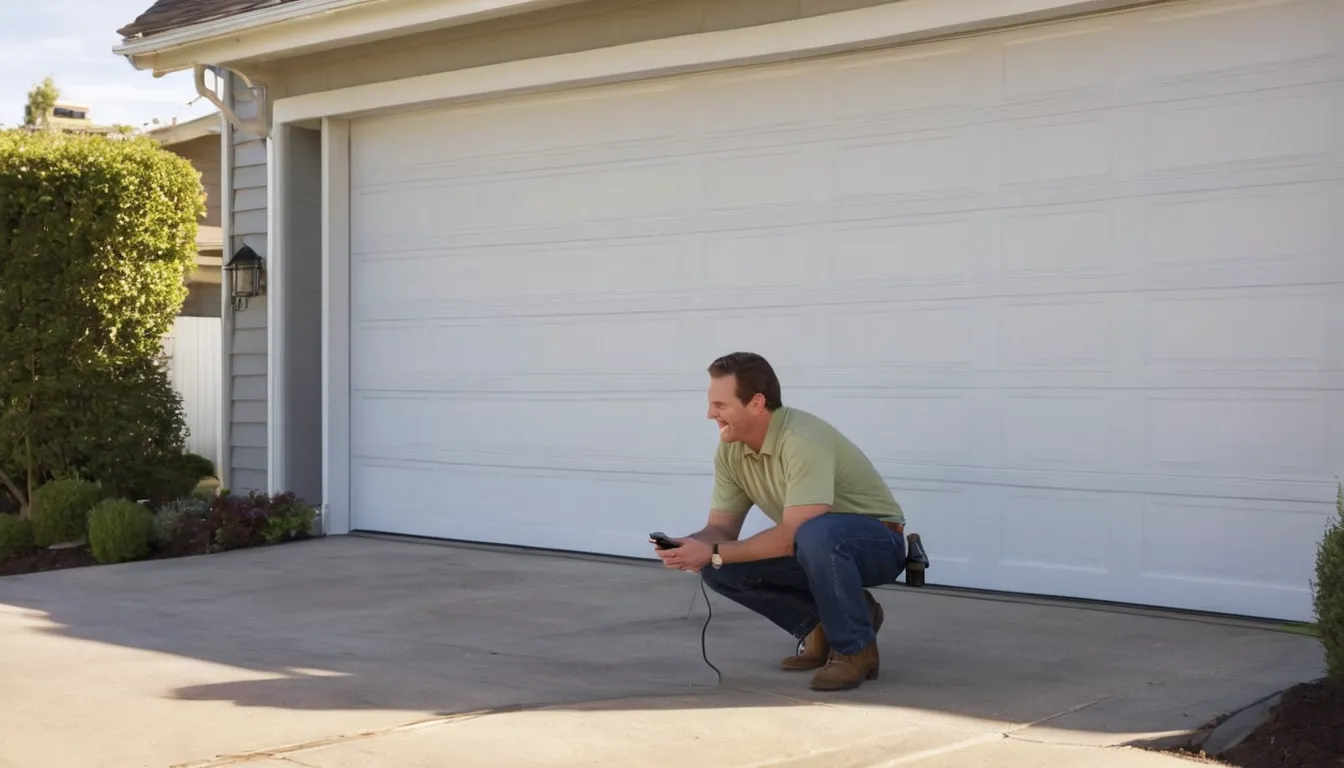 Local garage door provider checking the springs and tracks of a residential garage door in Seagoville